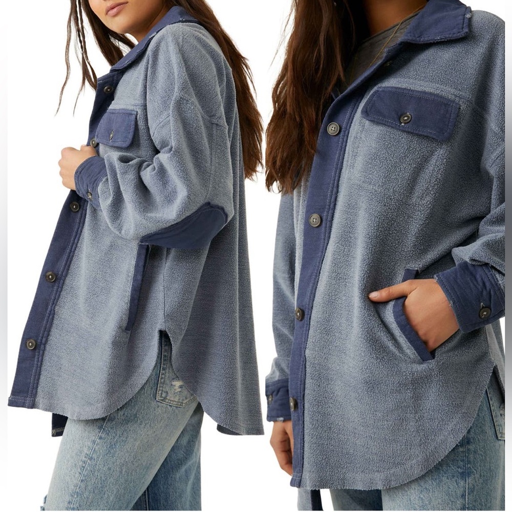 FREE PEOPLE Ruby Jacket Shacket - Oceana Navy Blue - NWT